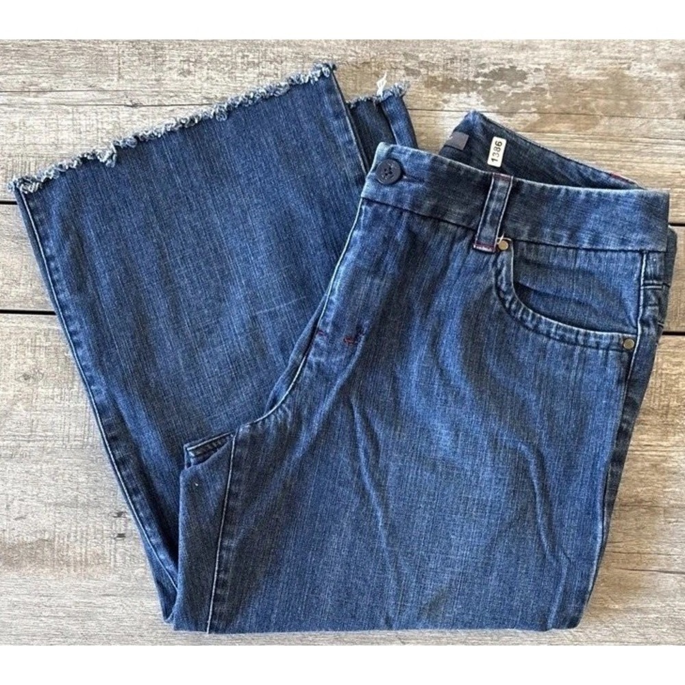 Liz Claiborne Jeans Womens Size 12 Blue Nautical Embroidered Capri Denim